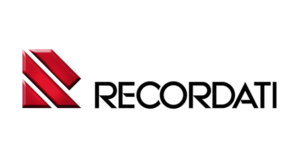 Recordati logo symbolizing nearly a century of pharmaceutical innovation and global healthcare solutions.