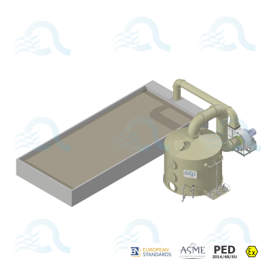 Biotrickling filter system aligned with a BIO filter for industrial air treatment.